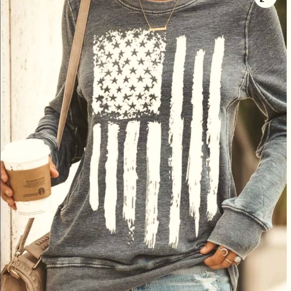 UNIQUE Rustic, Long Sleeved Americana Flag Shirt